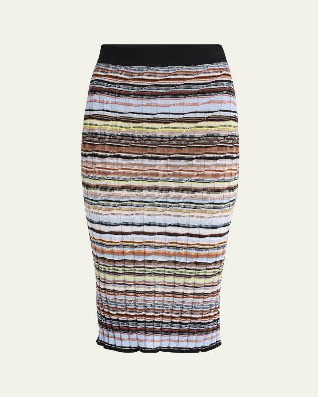 Stripe Pencil Midi Skirt
